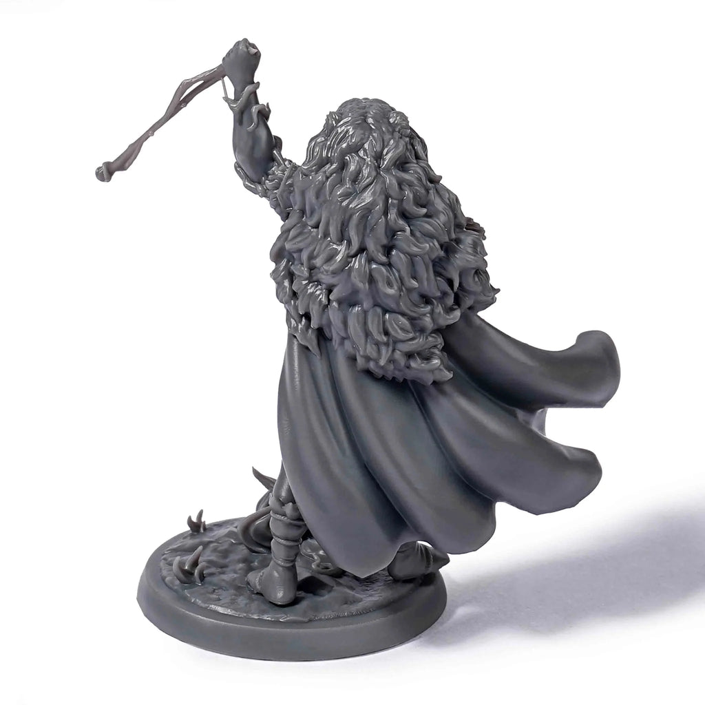 Hero Theme RPG Miniature – 3D-Printed Tabletop Model – 3D printed bear hunter druid D&D character miniature with cape