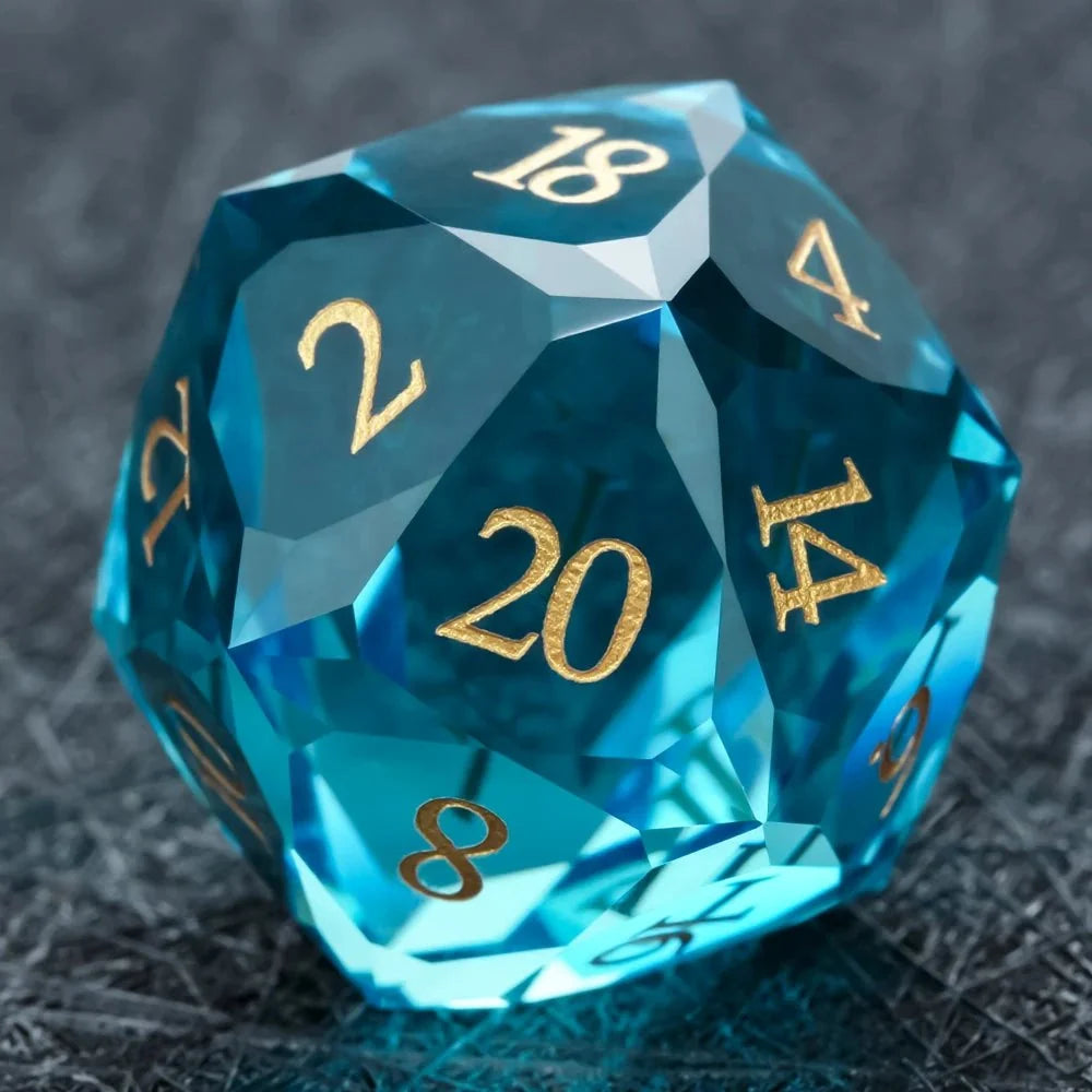 High Quality Gemstone DND Dice Set – DND Dice - High Quality Blue Crystal Glass Gemstone Dice Set