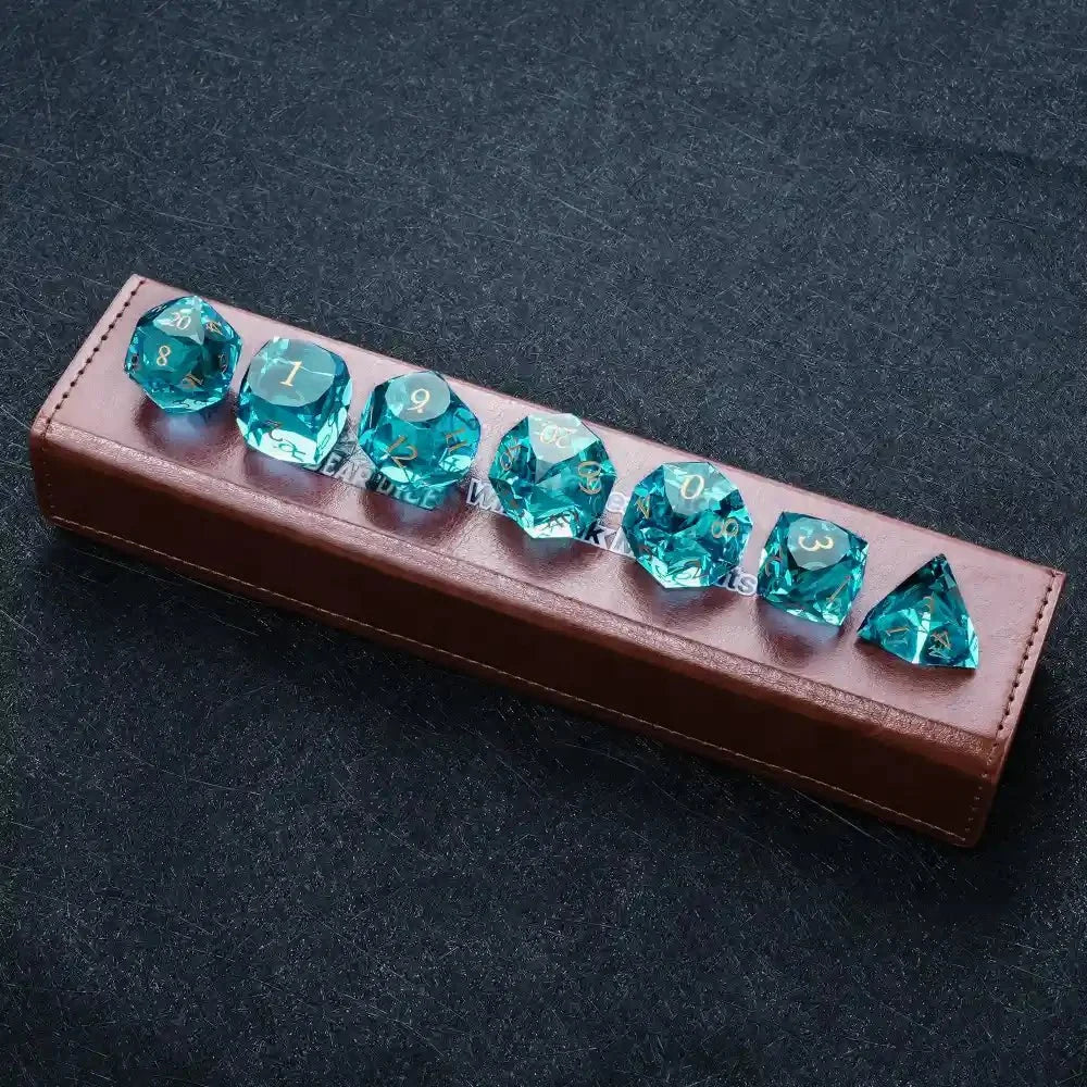 High Quality Gemstone DND Dice Set – DND Dice - High Quality Blue Crystal Glass Gemstone Dice Set