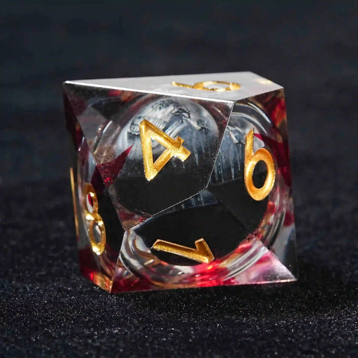 Horror Blood Liquid Core Dice Set – Gold Numbers – Liquid Core D10 dice Horror Blood Red Skull 10 - sided Dice