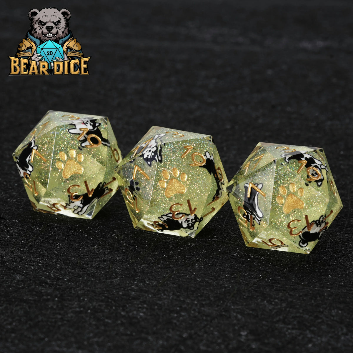 Husky Glitter Resin D20 Dice