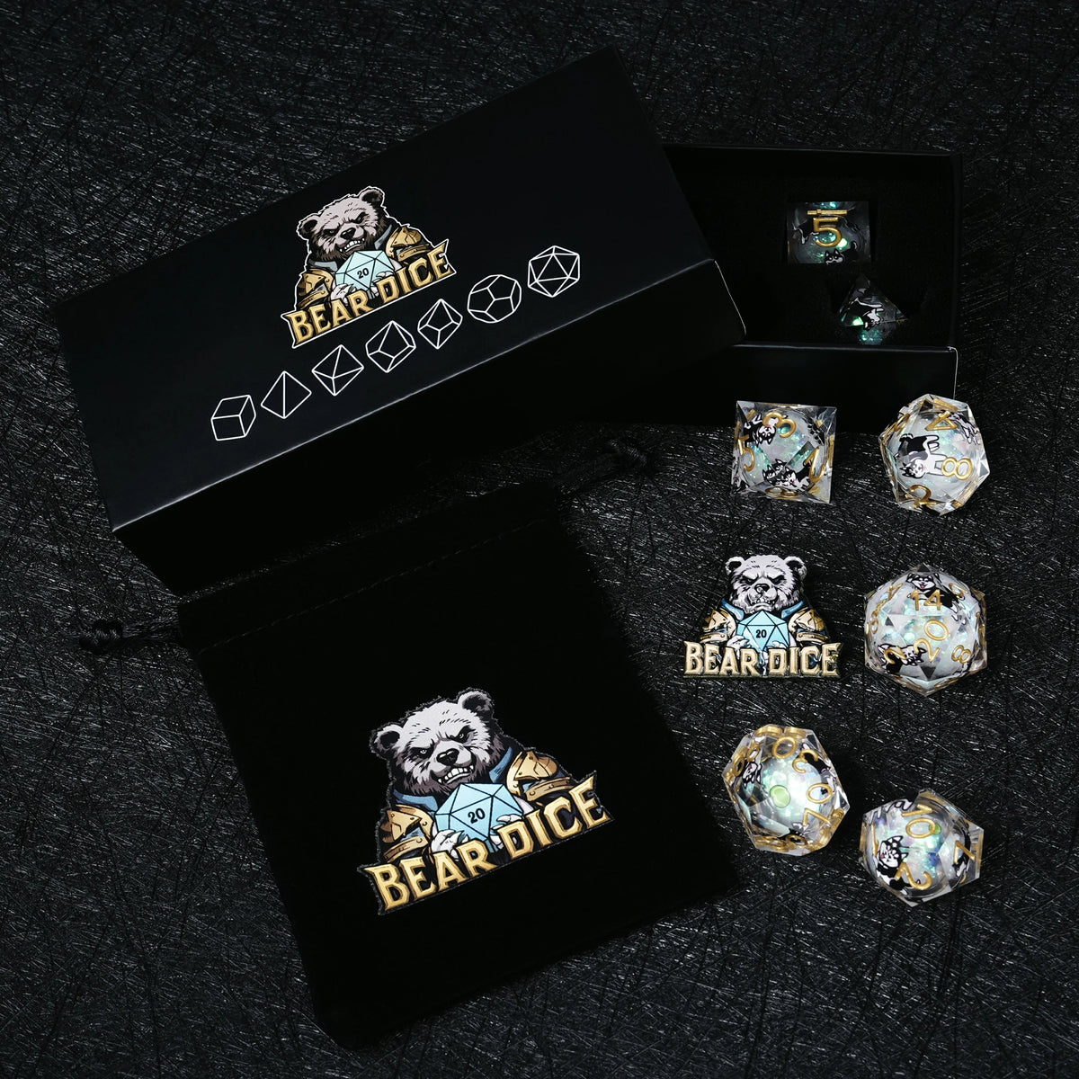 Husky Liquid Core Dice Set – Gold Numbers – alternate product view