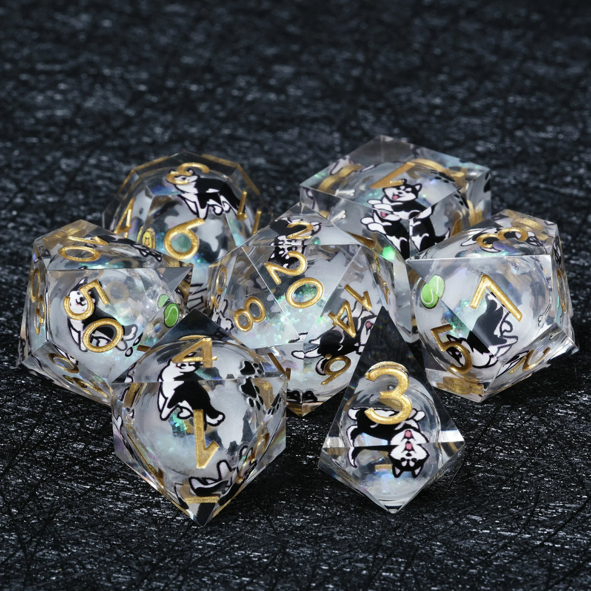 Husky Liquid Core Dice Set – Gold Numbers