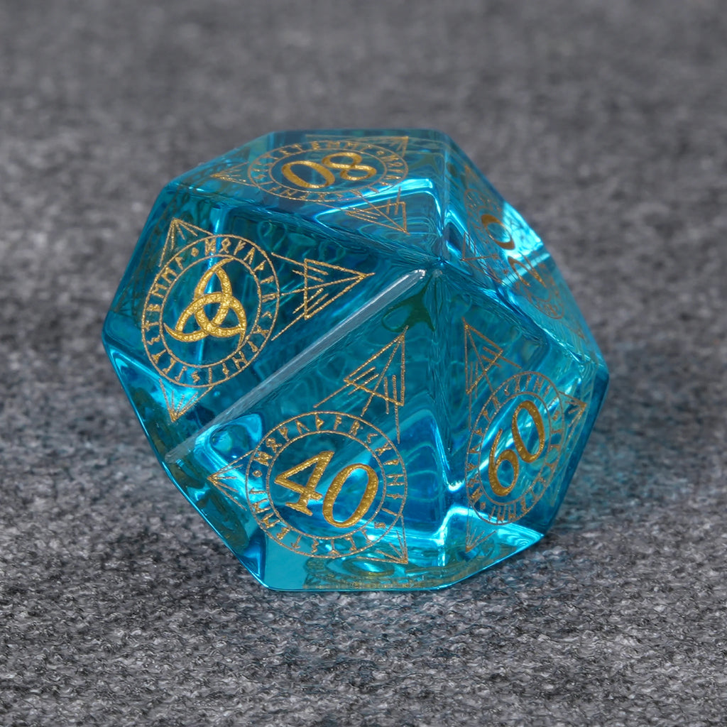 Ice Rune Glass RPG Dice Set – alternate product view