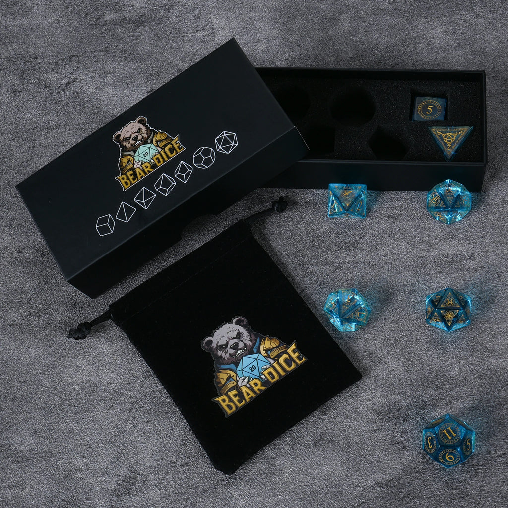 Ice Rune Glass RPG Dice Set – alternate product view