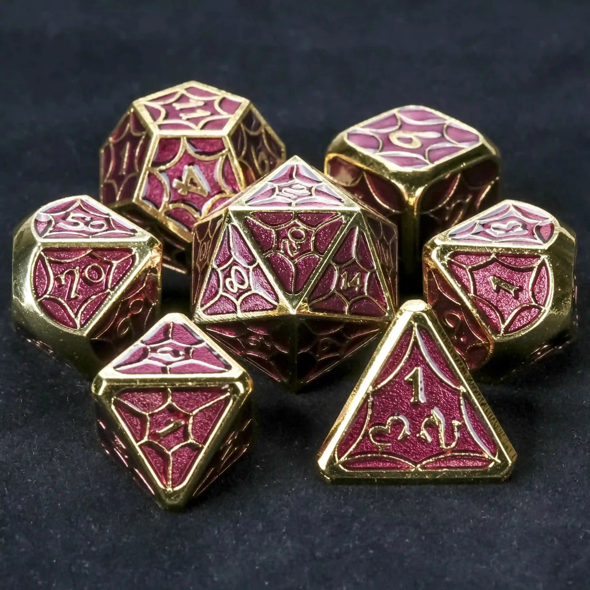 Interstellar Series Metal DND Dice Set – Imitation gold and purplish-red metallic DND Dice set from the StarCraft series