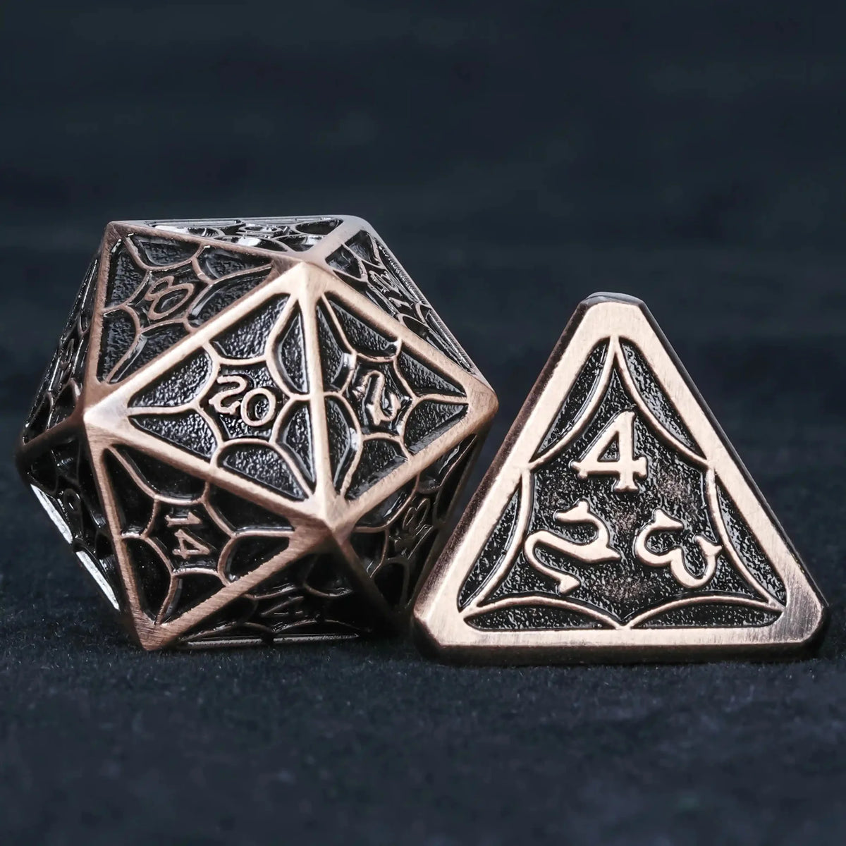 Interstellar Series Metal DND Dice Set – Copper Metallic DND D20 and D4 Dice