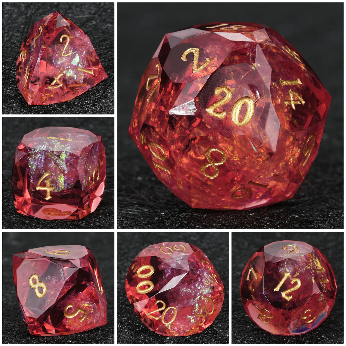 Iridescent Foil Resin Sharp Edge Dice Set