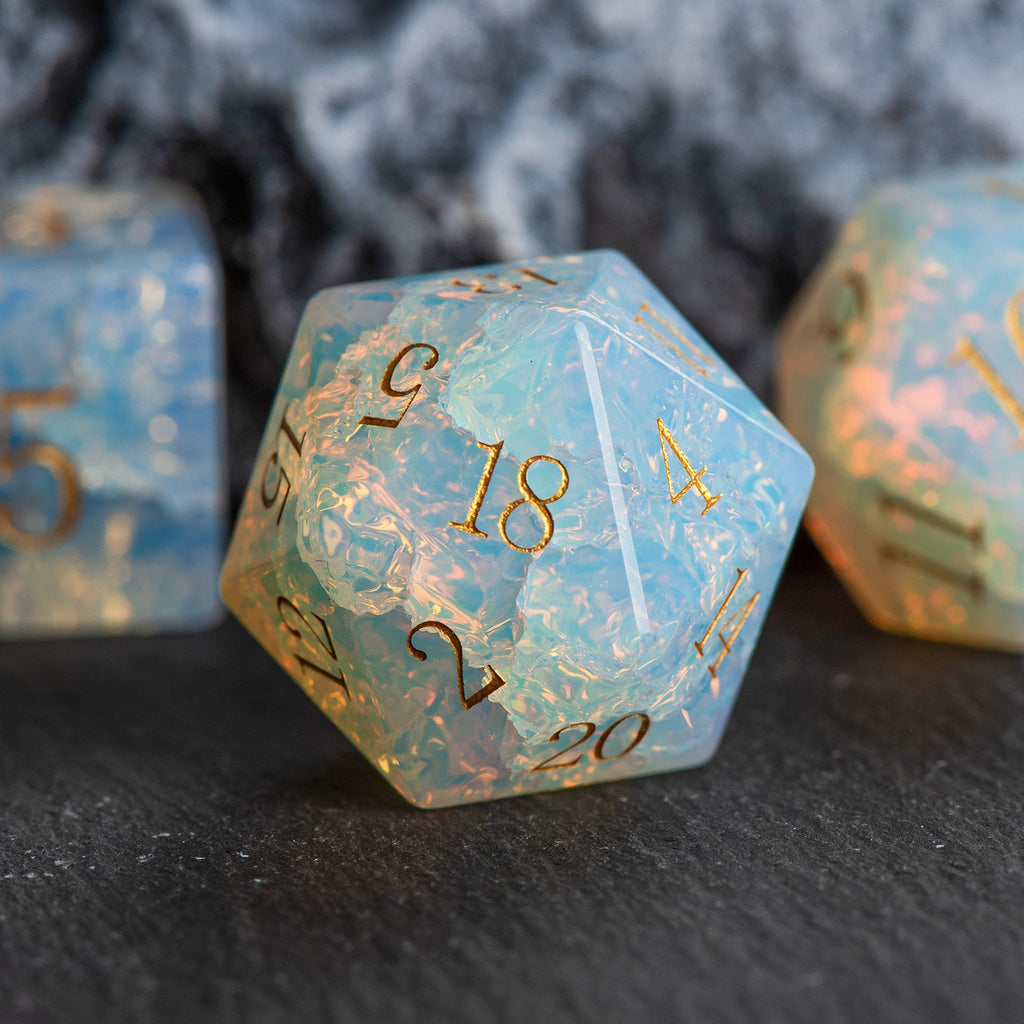 Iridescent Opal Natural Stone DND Dice Set – alternate product view