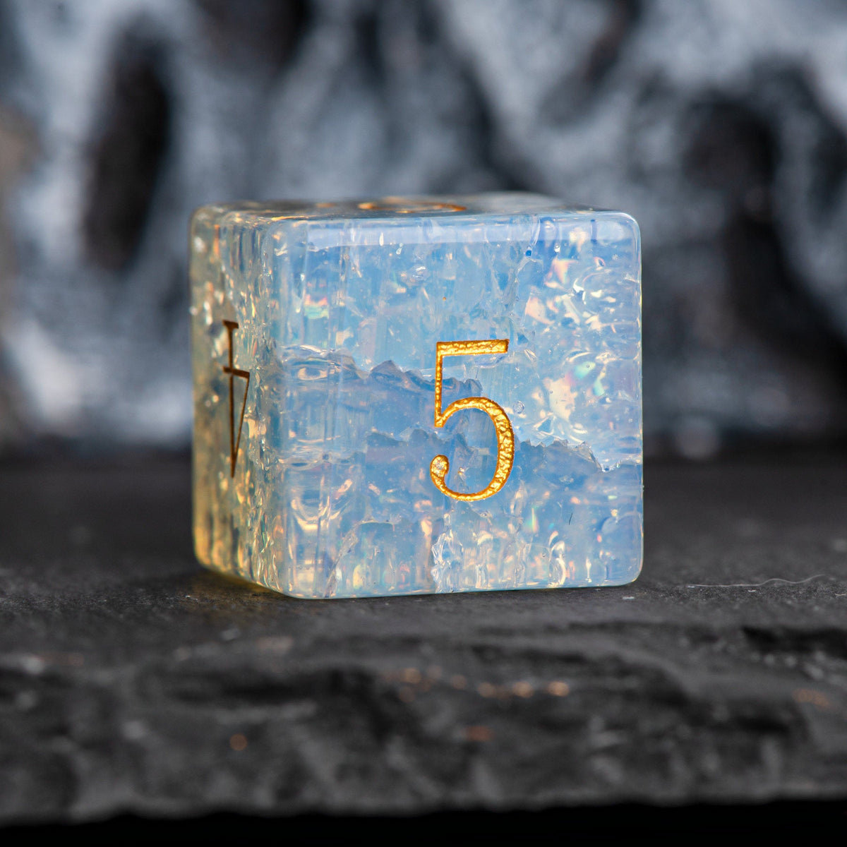 Iridescent Opal Natural Stone DND Dice Set – alternate product view