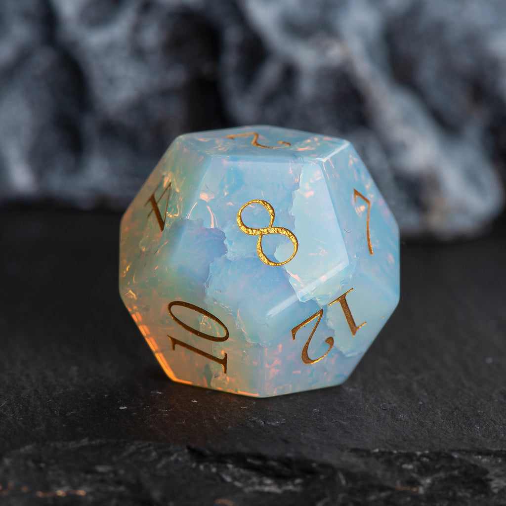 Iridescent Opal Natural Stone DND Dice Set – alternate product view