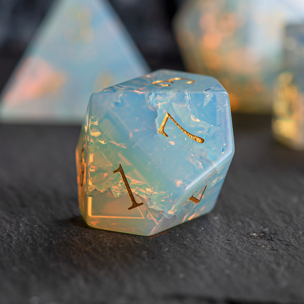 Iridescent Opal Natural Stone DND Dice Set – alternate product view
