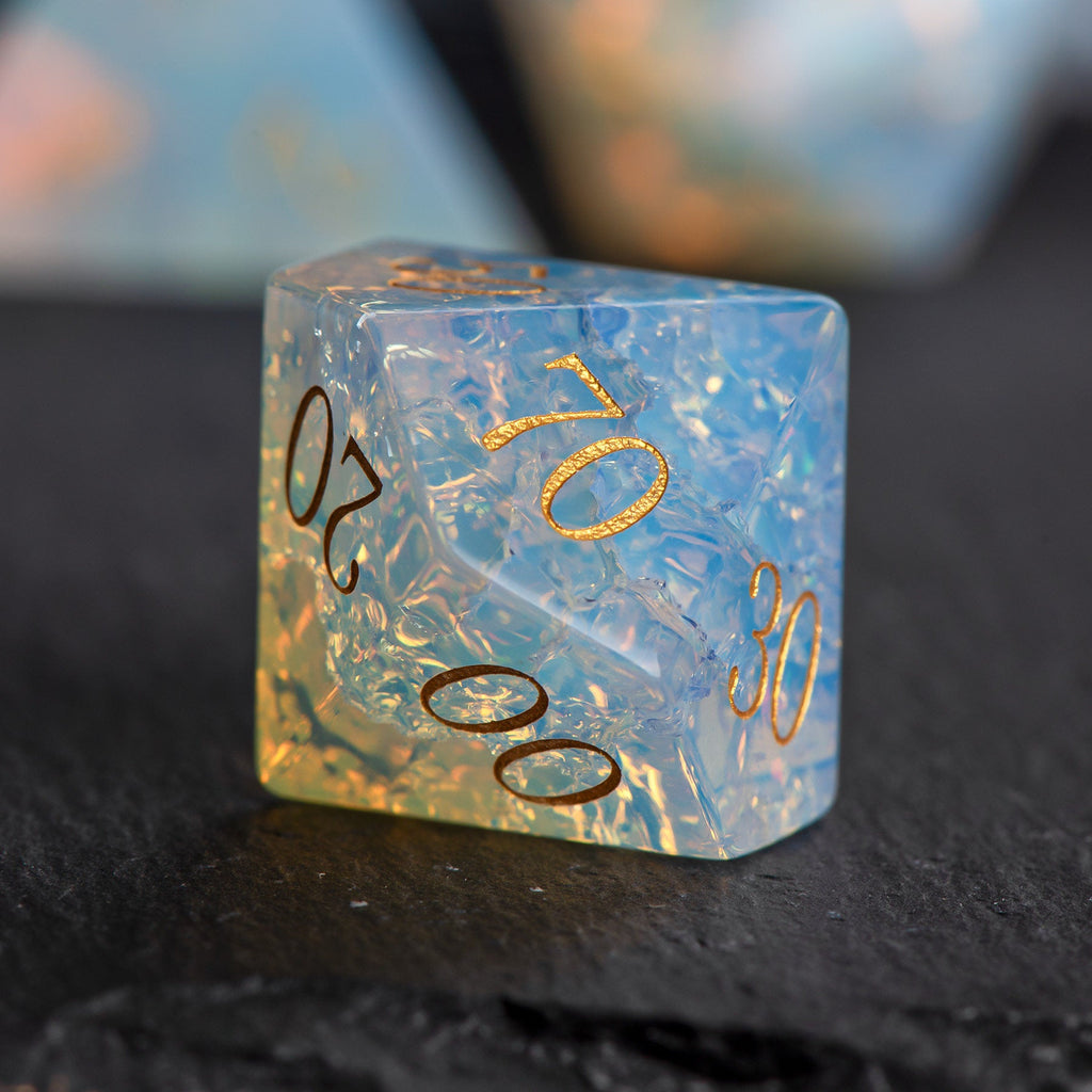 Iridescent Opal Natural Stone DND Dice Set – alternate product view