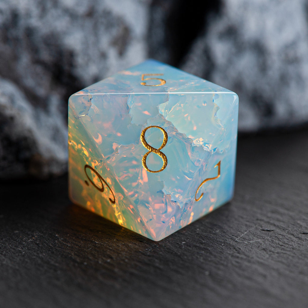 Iridescent Opal Natural Stone DND Dice Set – alternate product view