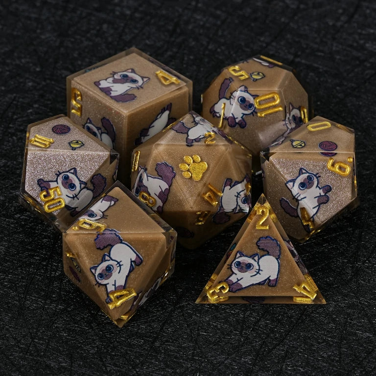 Kickstarter Cat Polyhedral Resin Dice Set