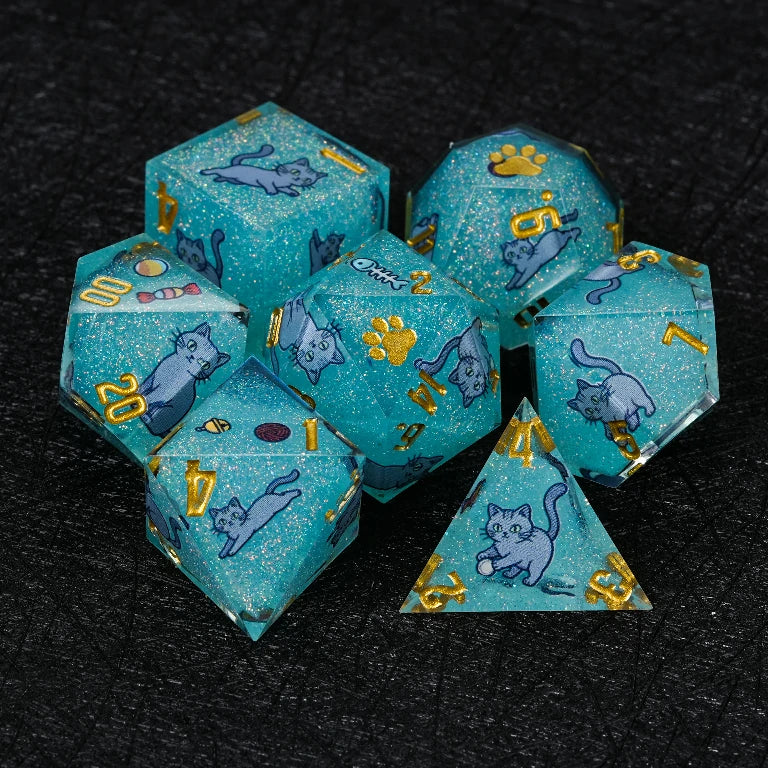 Cat Breed Resin D&D Dice Sets – Full 7-Piece Sets