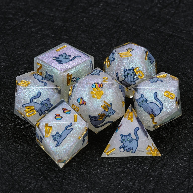 Cat Breed Resin D&D Dice Sets – Full 7-Piece Sets