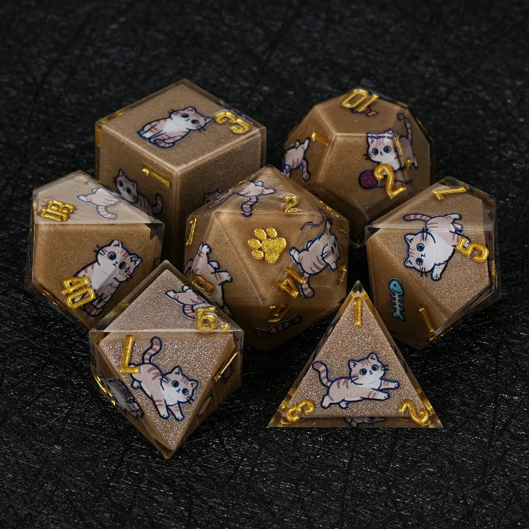 Cat Breed Resin D&D Dice Sets – Full 7-Piece Sets