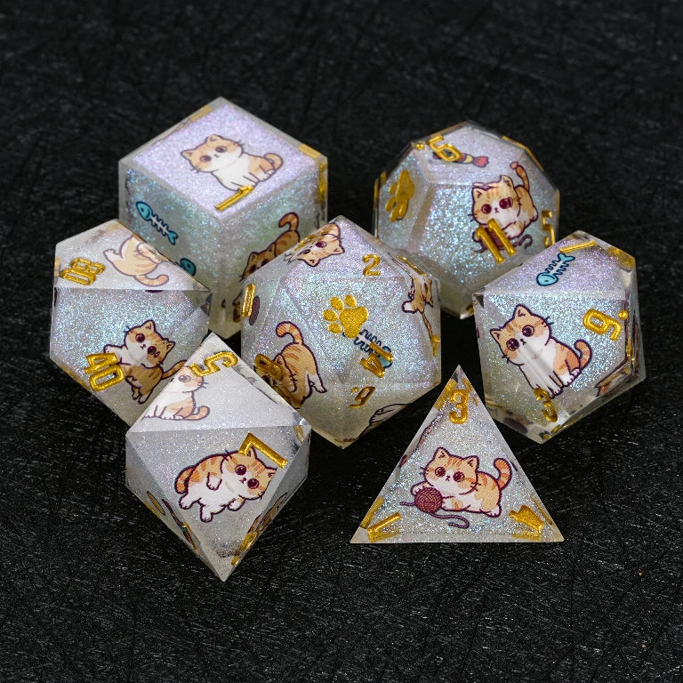 Cat Breed Resin D&D Dice Sets – Full 7-Piece Sets