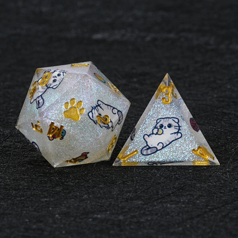 Cat Breed Resin D&D Dice Sets – Full 7-Piece Sets