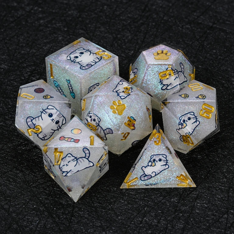Cat Breed Resin D&D Dice Sets – Full 7-Piece Sets