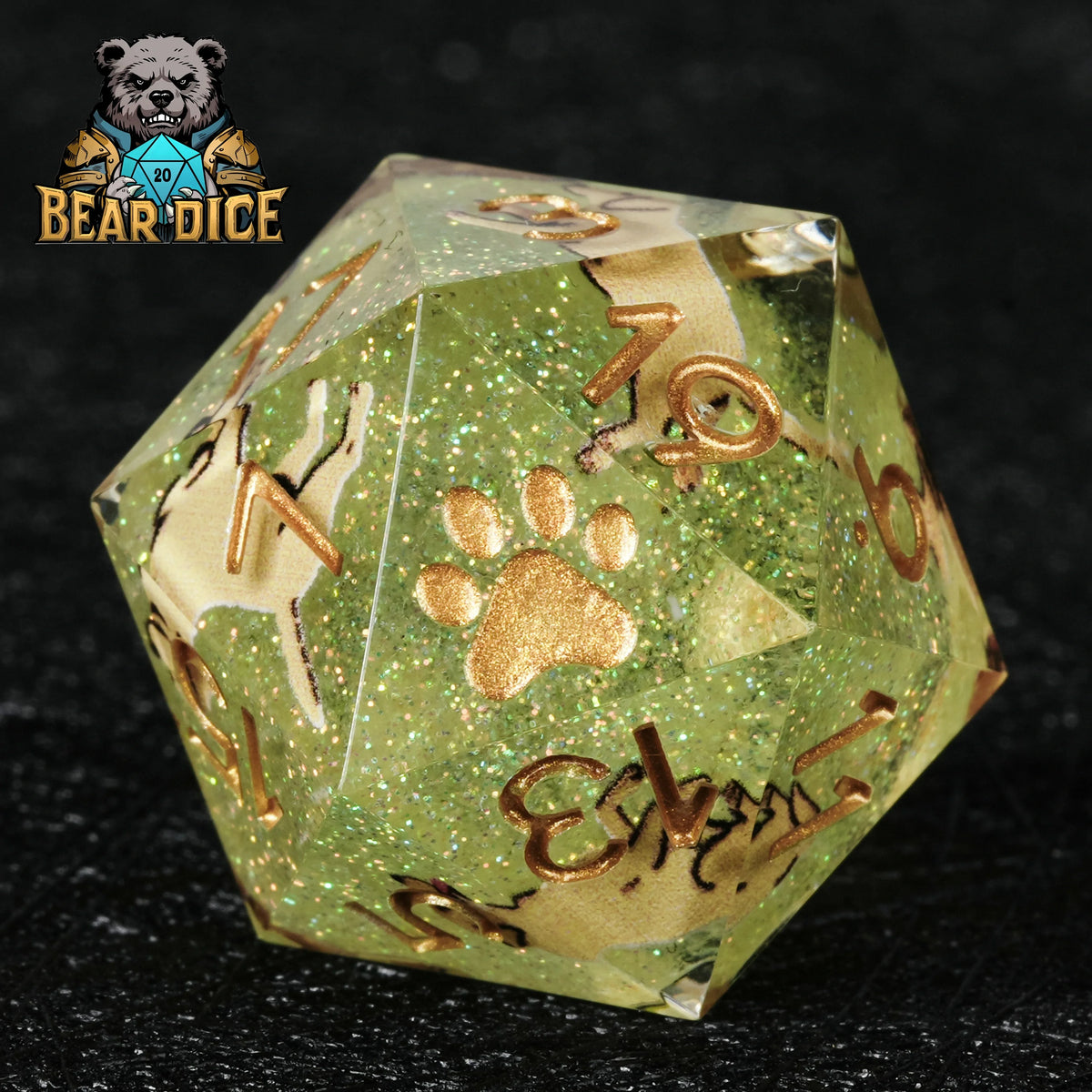 Labrador Glitter Resin D20 Die – alternate product view