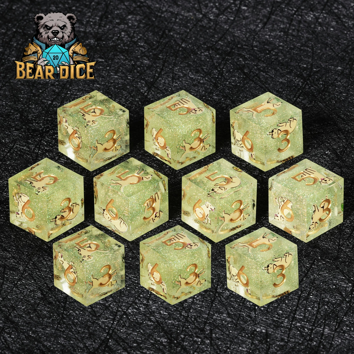 Labrador Glitter Resin D6 Dice
