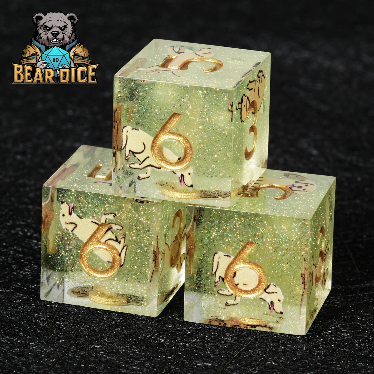 Labrador Glitter Resin D6 Dice – alternate product view