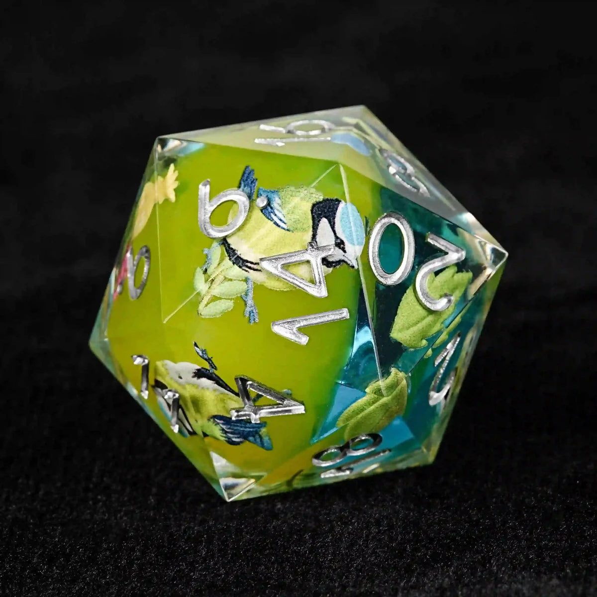 Leaf Little Resin DND Dice Set – Green Bird Element Clear Resin DND Dice Set