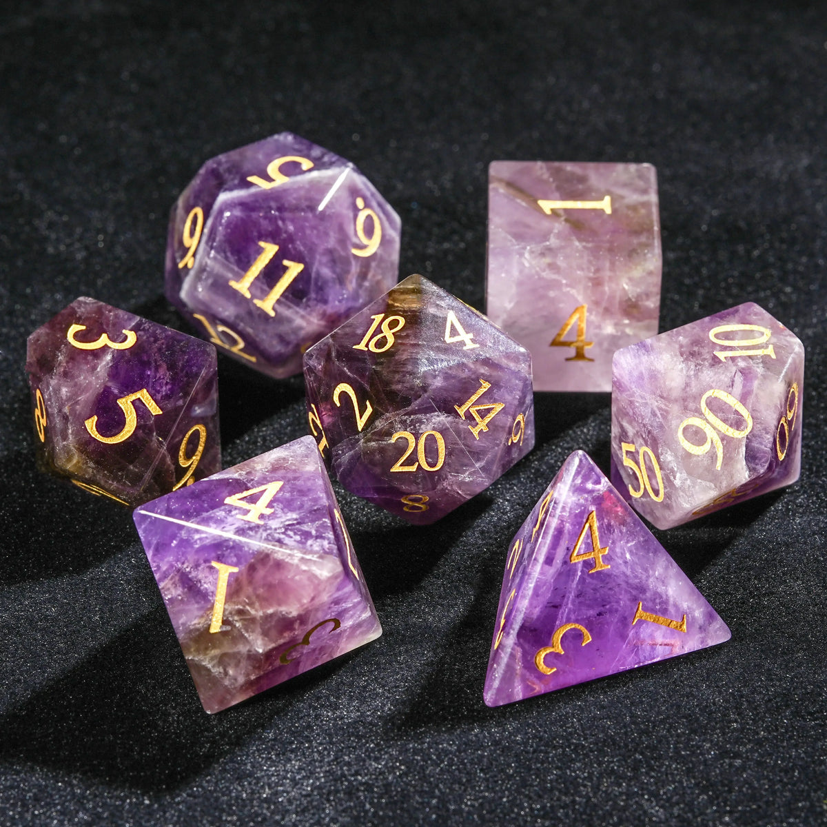 Light Crystal Natural Stone DND Dice Set
