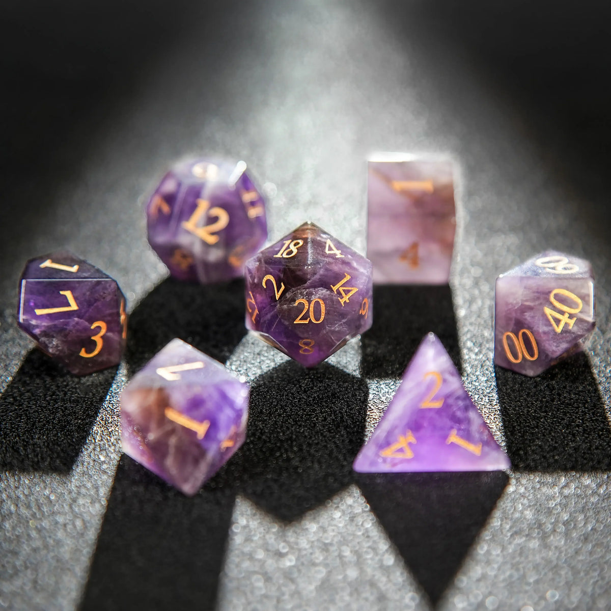 Light Crystal Natural Stone DND Dice Set – alternate product view