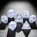 Light Frosted Gemstone DND Dice Set – Light Purple Frosted Crystal DND Dice Set + Colorful Numbers