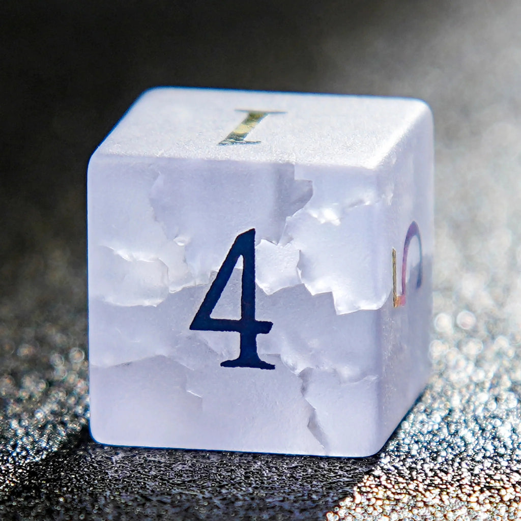 Light Frosted Gemstone DND Dice Set – Light Purple Frosted Crystal DND Dice Set + Colorful Numbers