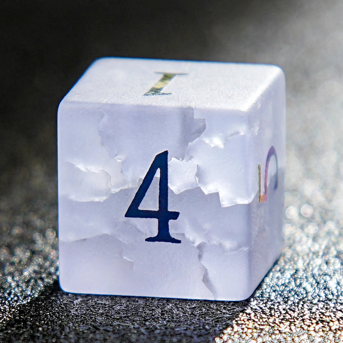 Light Frosted Gemstone DND Dice Set – Light Purple Frosted Crystal DND Dice Set + Colorful Numbers