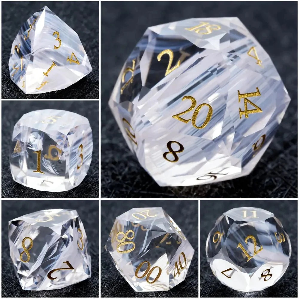 Light Gem Gemstone DND Dice Set – DND Dice - Light Pink Glass Gem Dice Set