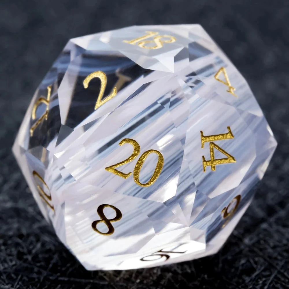 Light Gem Gemstone DND Dice Set – DND Dice - Light Pink Glass Gem Dice Set