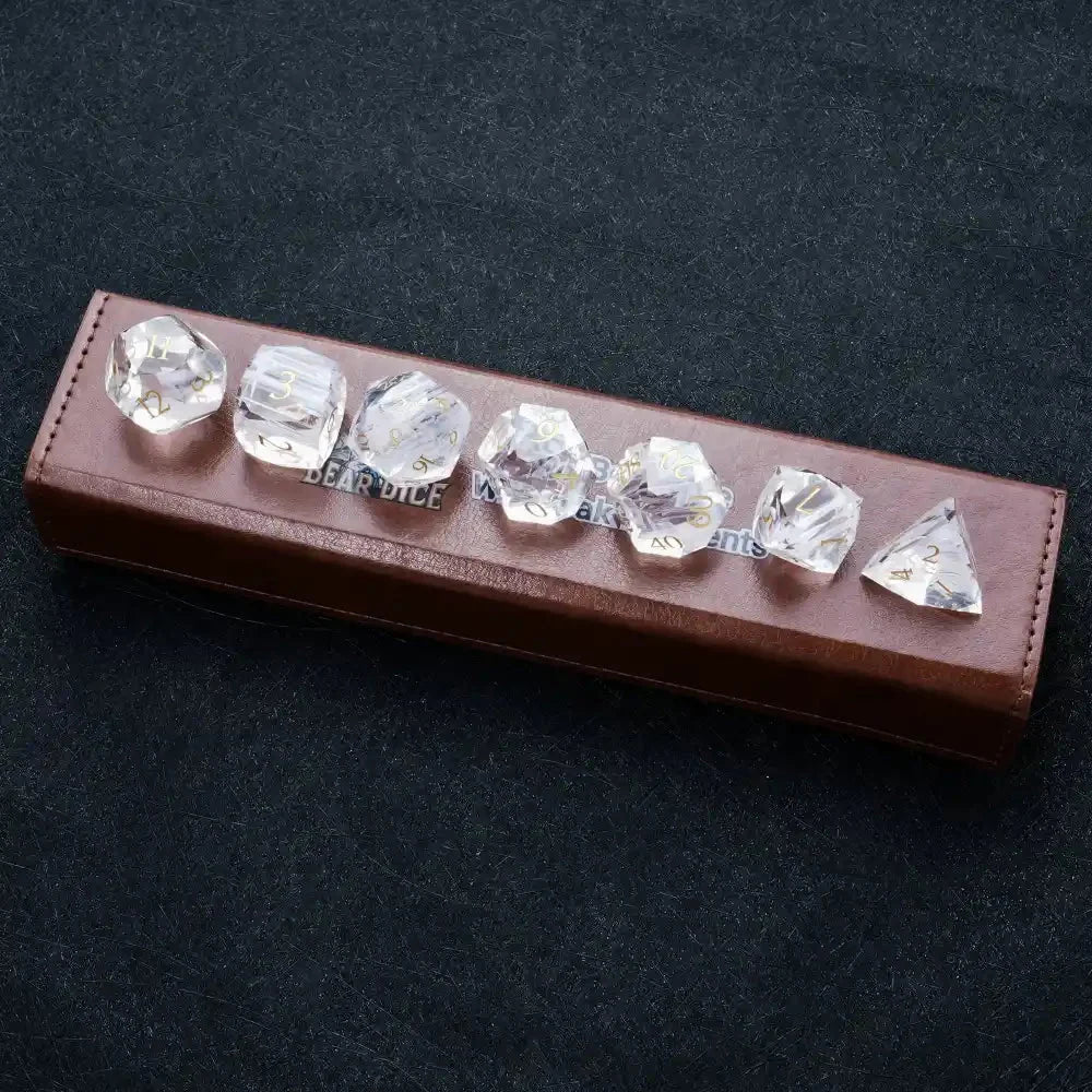 Light Gem Gemstone DND Dice Set – DND Dice - Light Pink Glass Gem Dice Set