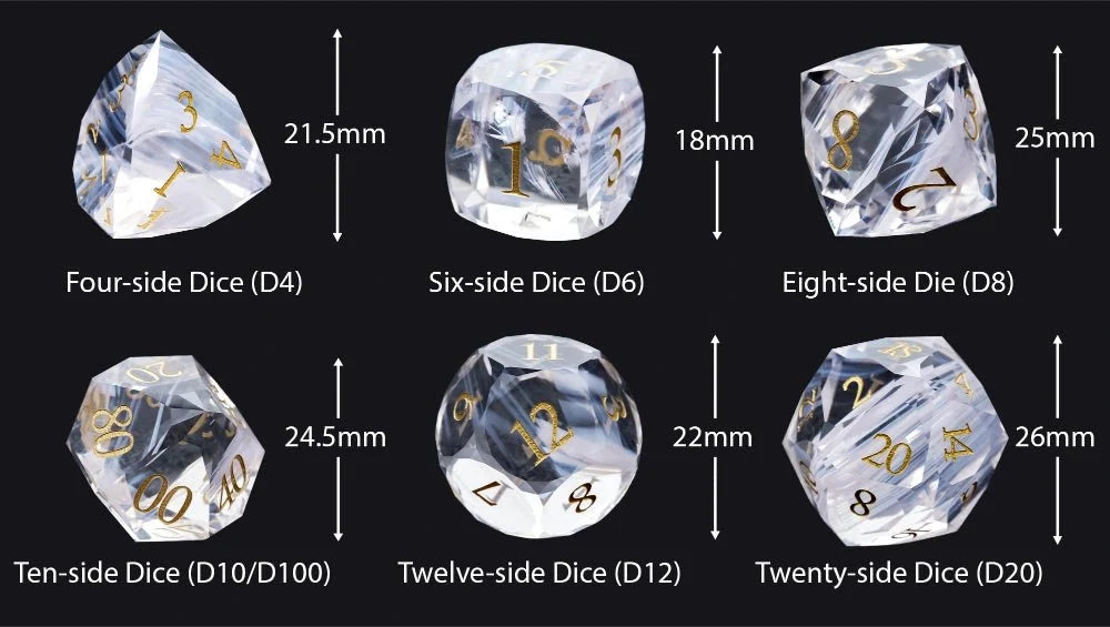 Light Gem Gemstone DND Dice Set – DND Dice - Light Pink Glass Gem Dice Set