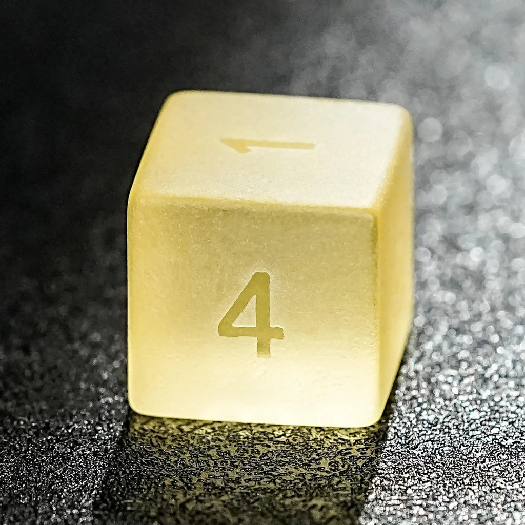 Light Soft Gemstone RPG Dice Set – Light yellow gummy frosted and smooth gemstone dice set