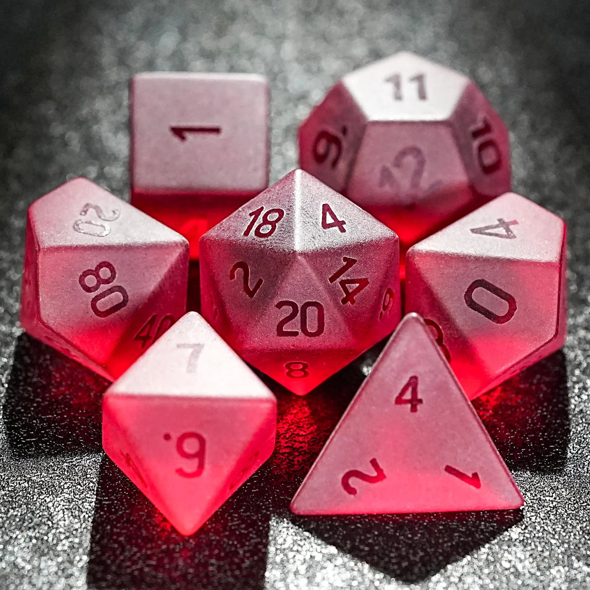 Light Soft Gemstone RPG Dice Set – Light yellow gummy frosted and smooth gemstone dice set
