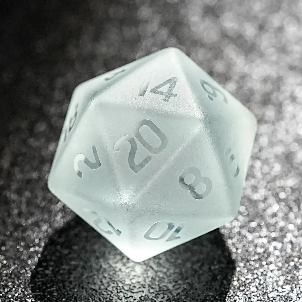Light Soft Gemstone RPG Dice Set – Light yellow gummy frosted and smooth gemstone dice set