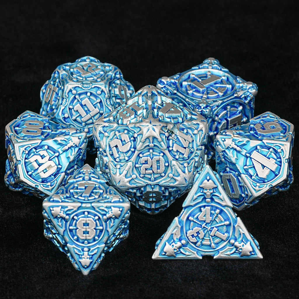 Limited Clearance Metal DND Dice Set – Limited Clearance - Metal Pirate DND Dice Set｜3D Embossed Metal
