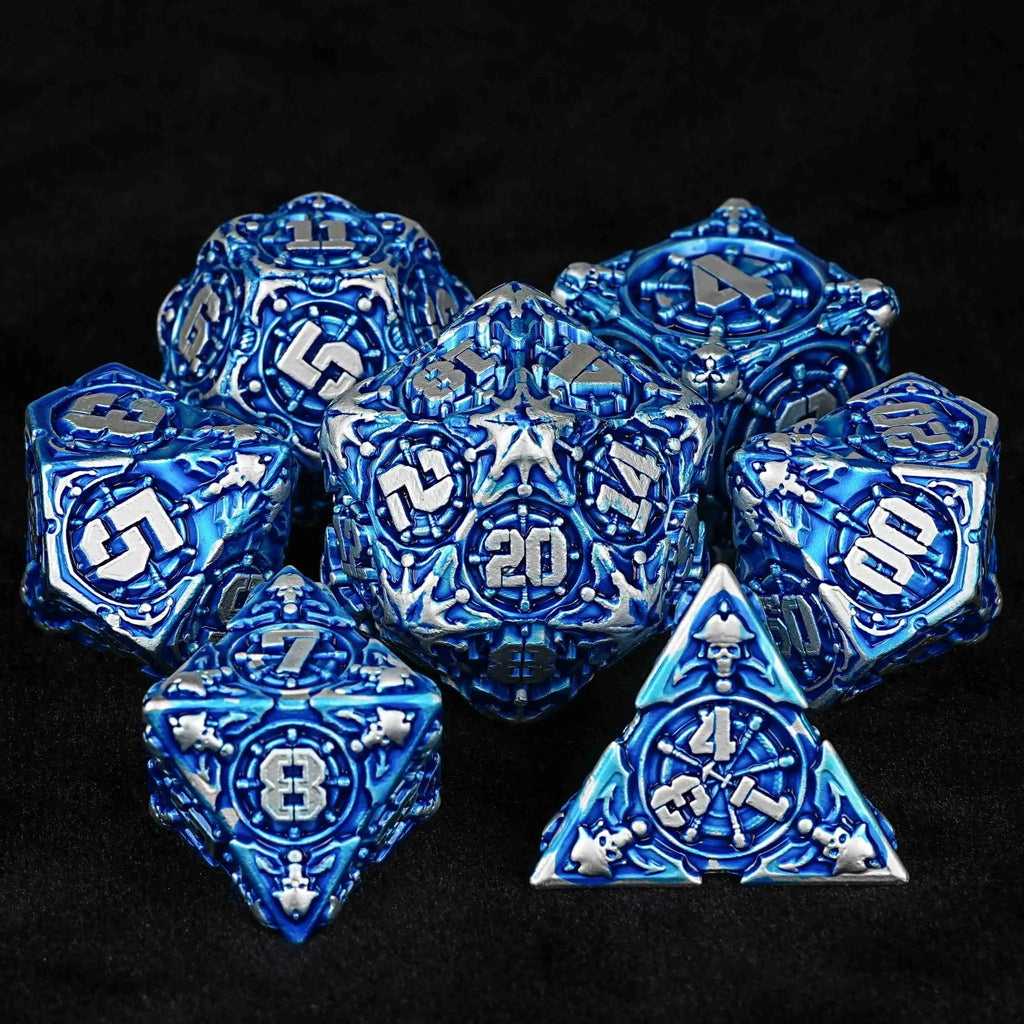 Limited Clearance Metal DND Dice Set – Limited Clearance - Metal Pirate DND Dice Set｜3D Embossed Metal