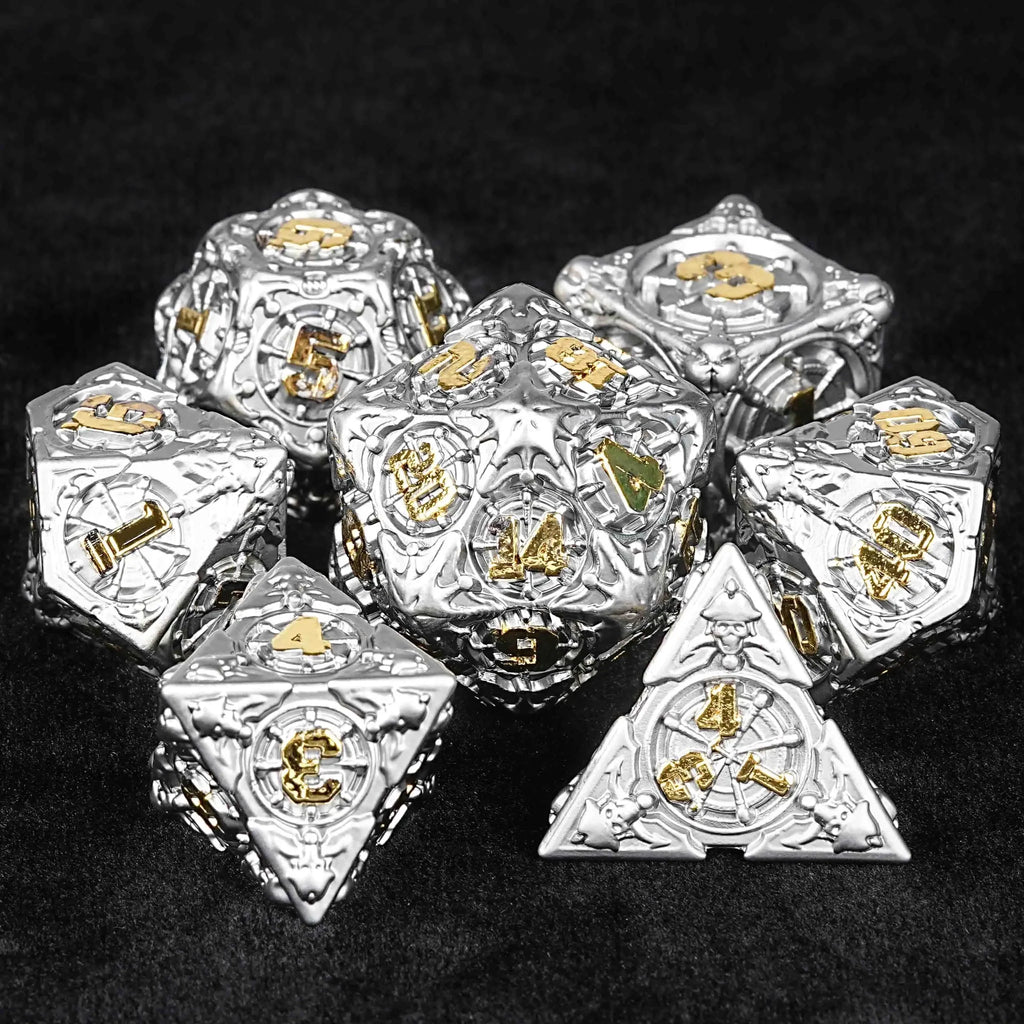 Limited Clearance Metal DND Dice Set – Limited Clearance - Metal Pirate DND Dice Set｜3D Embossed Metal
