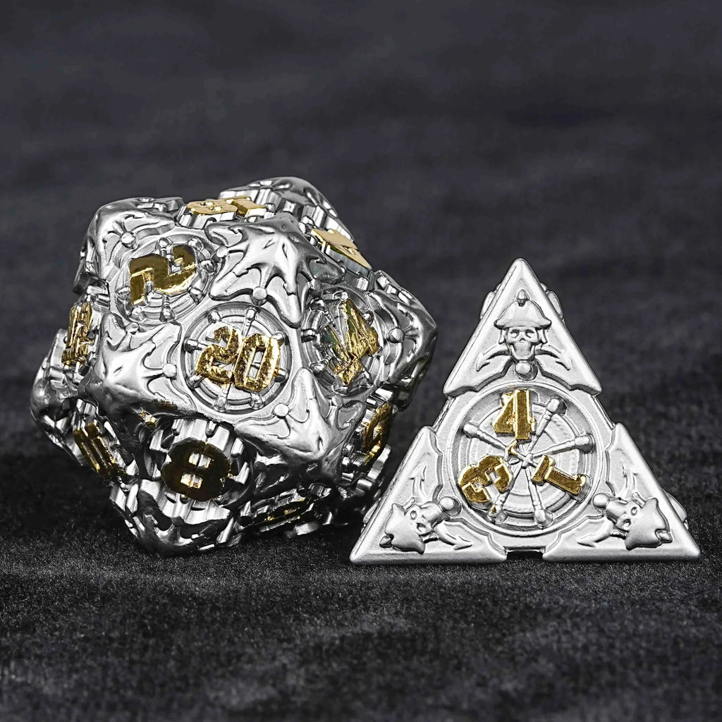 Limited Clearance Metal DND Dice Set – Limited Clearance - Metal Pirate DND Dice Set｜3D Embossed Metal