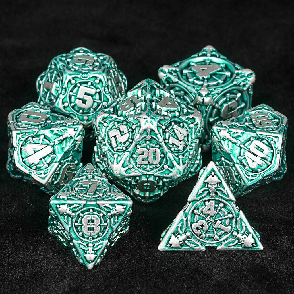 Limited Clearance Metal DND Dice Set – Limited Clearance - Metal Pirate DND Dice Set｜3D Embossed Metal