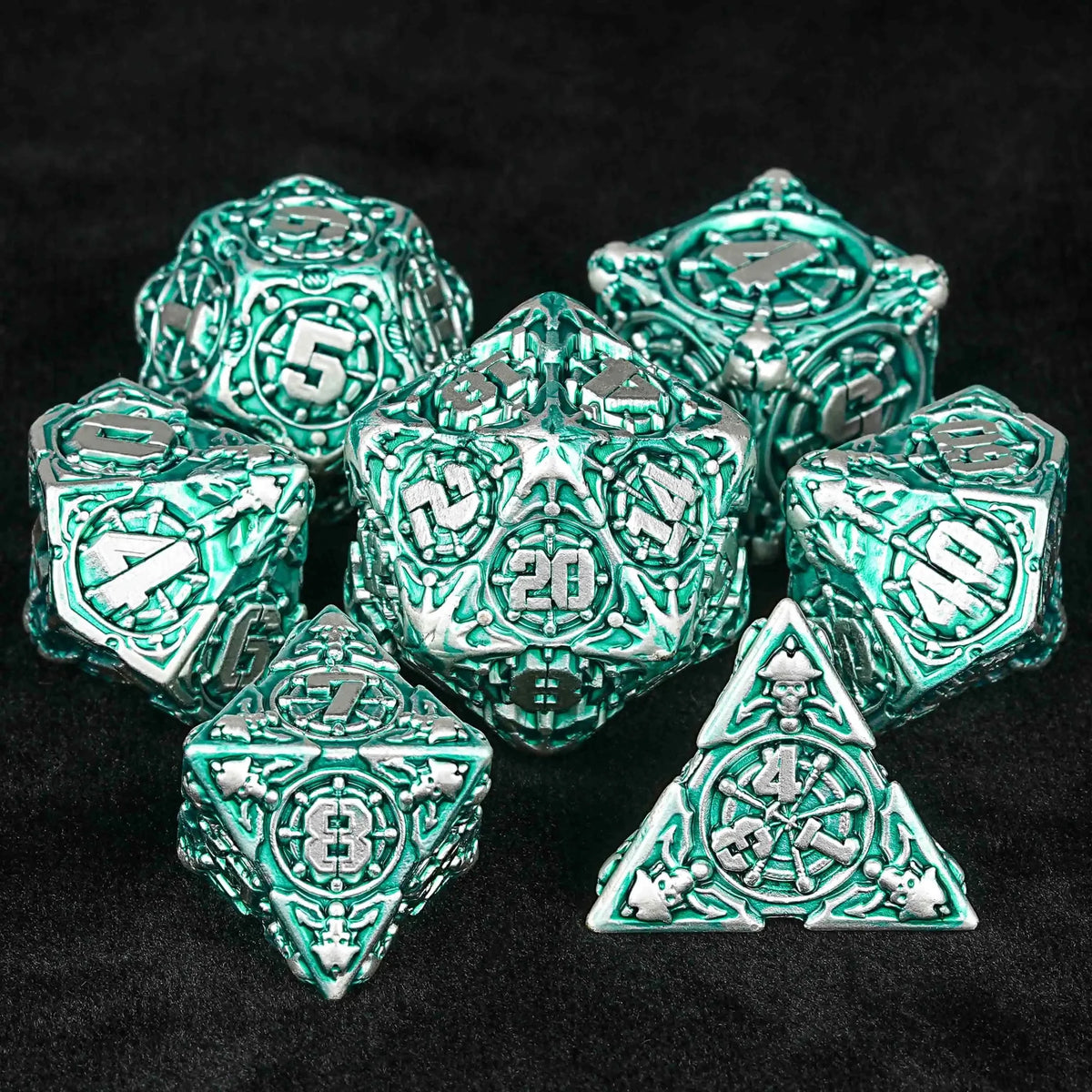 Limited Clearance Metal DND Dice Set – Limited Clearance - Metal Pirate DND Dice Set｜3D Embossed Metal