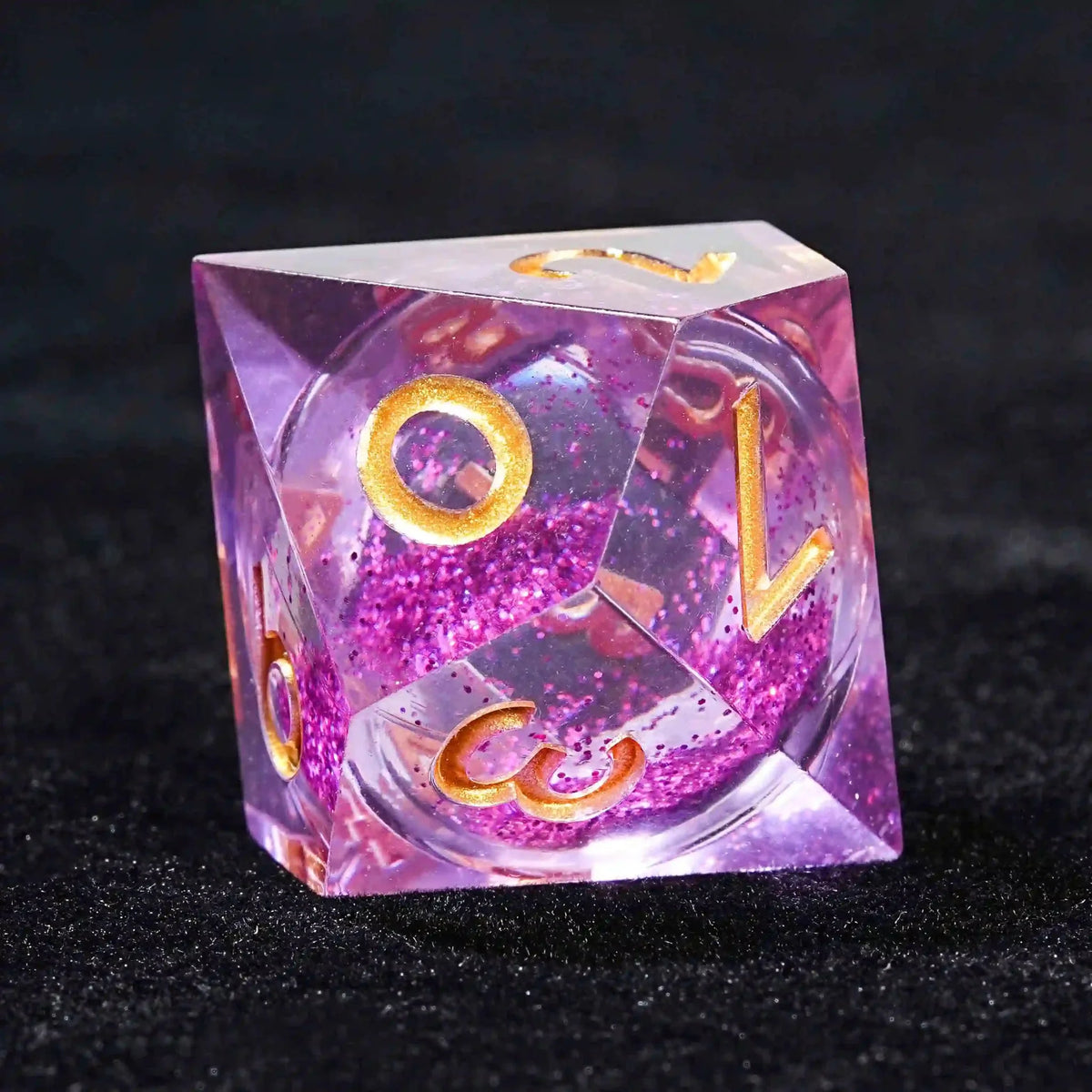 Liquid Core Liquid Core D10 Dice Set – Purple Quicksand Liquid Core Resin D10 Dice with Gold Numbers