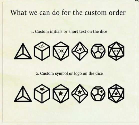Liquid Core D20 Dice Set – 's customizable personalized dice service: engrave text and logos, print patterns on