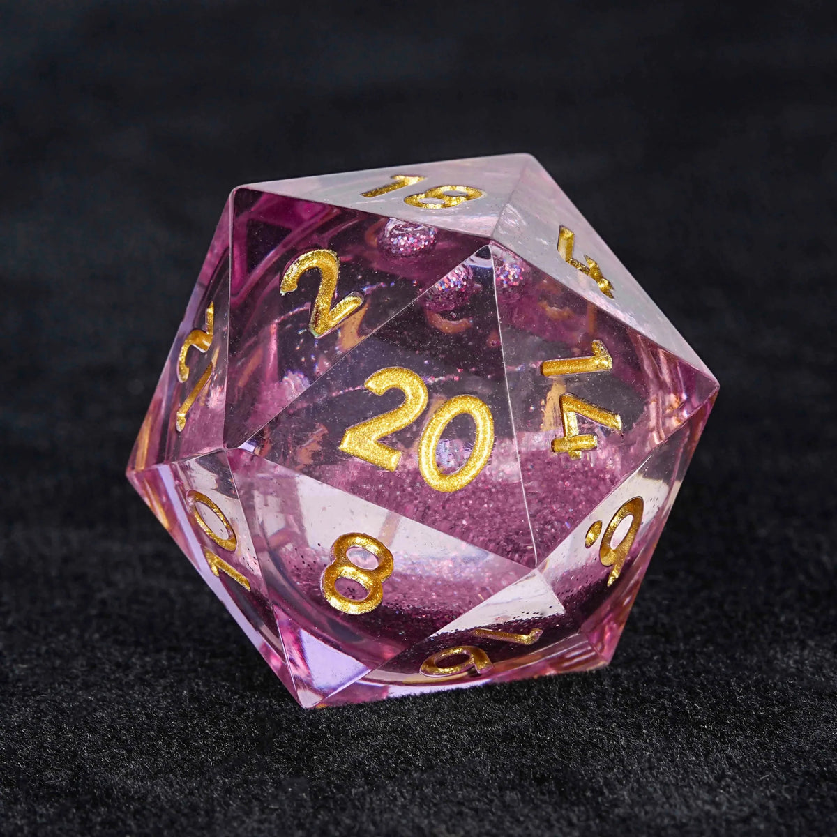 Liquid Core Liquid Core Dice Set – Quicksand – Sharp edge transparent resin purple quicksand liquid core D20 dice |